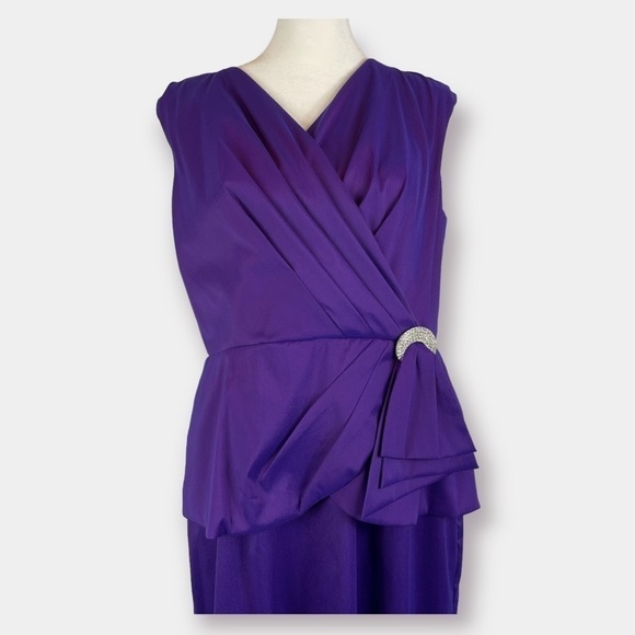 Alex Evening Formal Long Gown Dress Purple Eggplant Size 12 - Picture 4 of 10